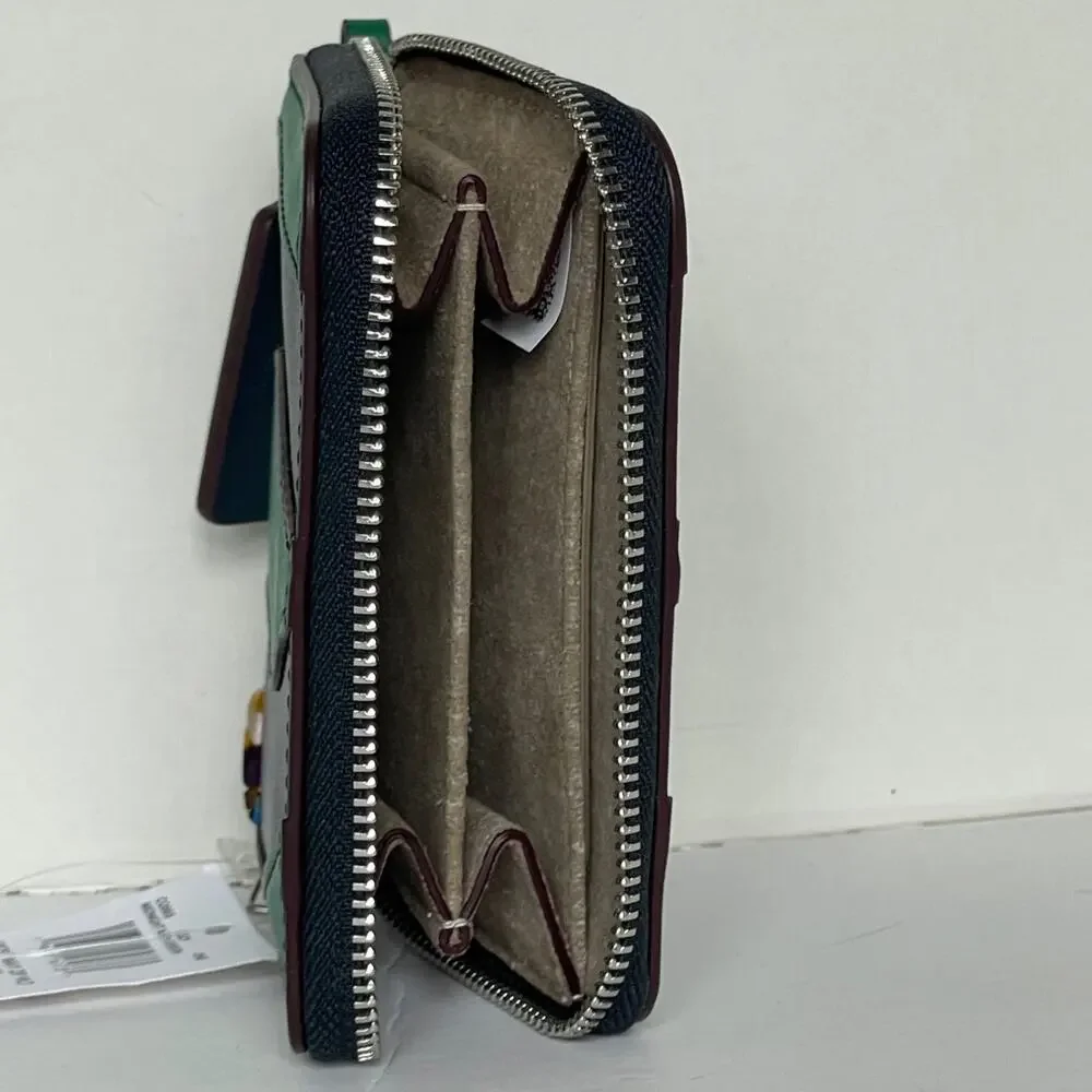 Coach Coachtopia Wavy Zip Wallet CQ865 Green Blue Leather